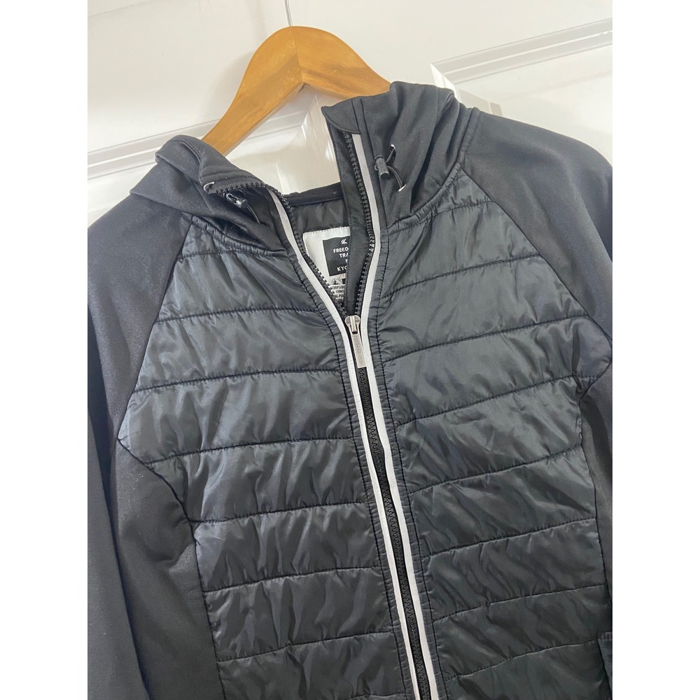 Freedom Trail Kyodan Mens Hybrid Quilted Hooded Jacket Black Med Thumbholes puff